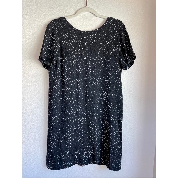 Madewell Zip Back Short Sleeve Shift Dress in Black Polkadot Scatter Size 2 - Picture 5 of 12
